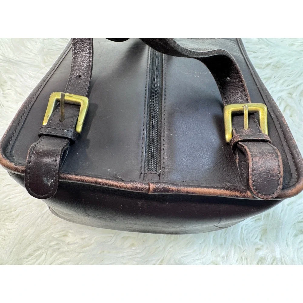 Vintage Croft & Barrow Leather Backpack Dark Brown Chocolate Turn Lock Flap